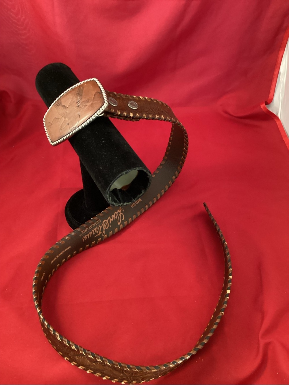 Levi's Brown Leather Belt with Embossed Silver-Toned Buckle